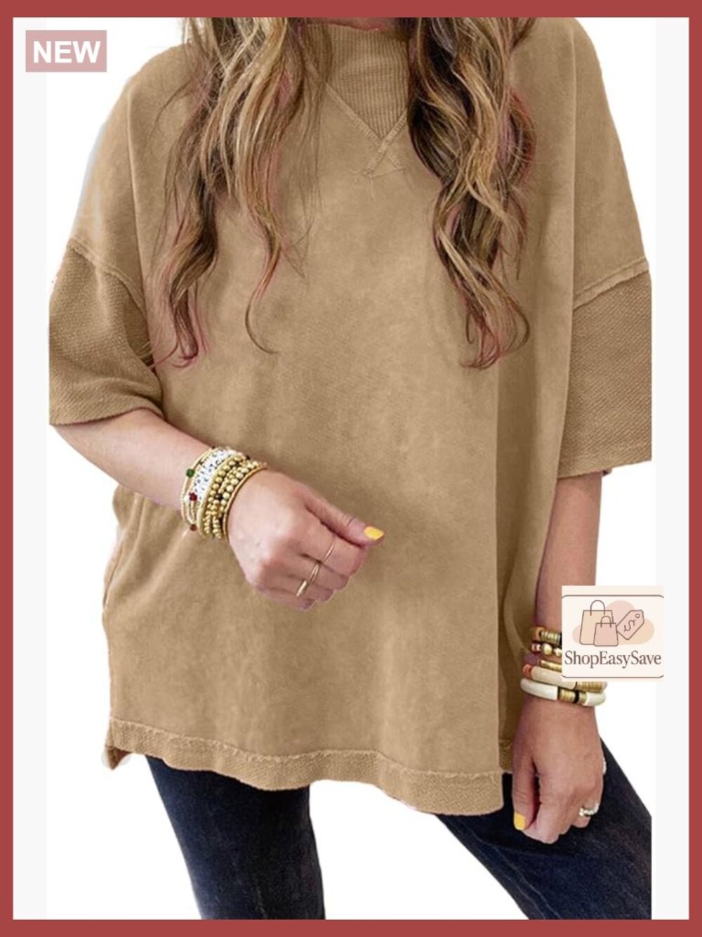 Oversized Drop Shoulder Tee Exposed Seam Mineral Wash Casual Summer Top